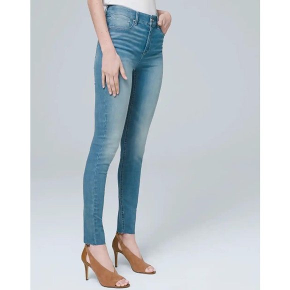 WHBM | High-Rise Skinny Ankle Raw Hem Jeans | Light Wash | Size 10 - Picture 1 of 8